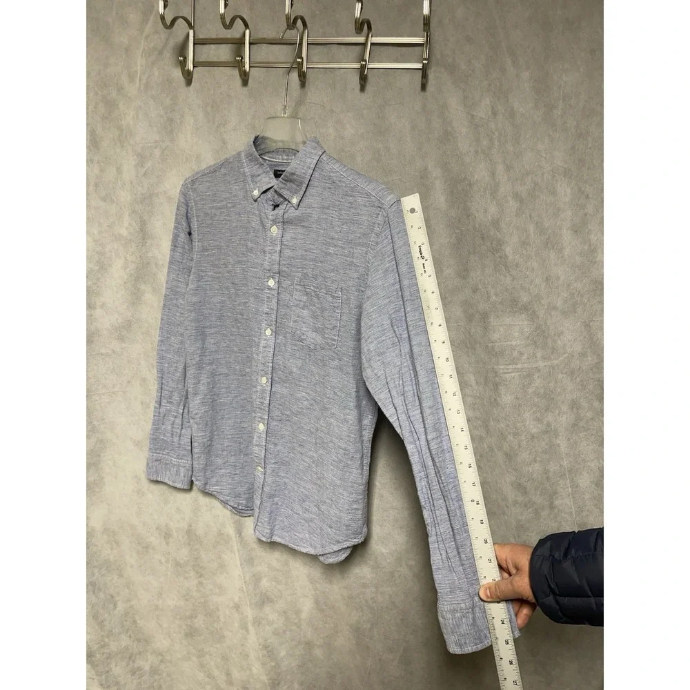 Banana Republic Shirt Men M Blue Linen Cotton Slim Button Up‎ Academia Vacation